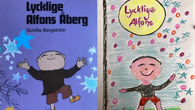 Bokomslag med Lycklige Alfons Åberg