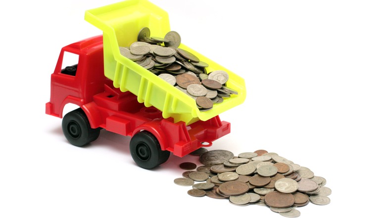 Leksakslastbil med pengar